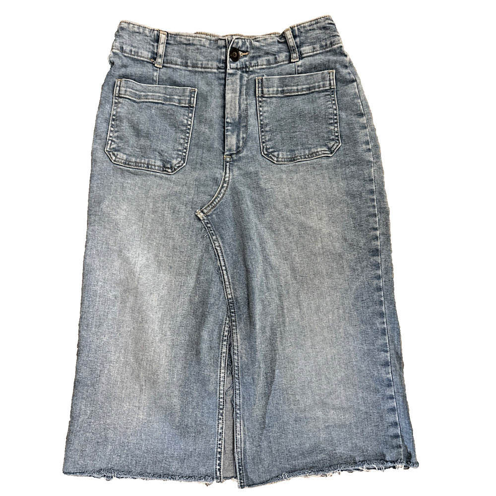Bagatelle Denim Women's Blue Cotton Denim Stretch Midi Skirt Size 28 #4408